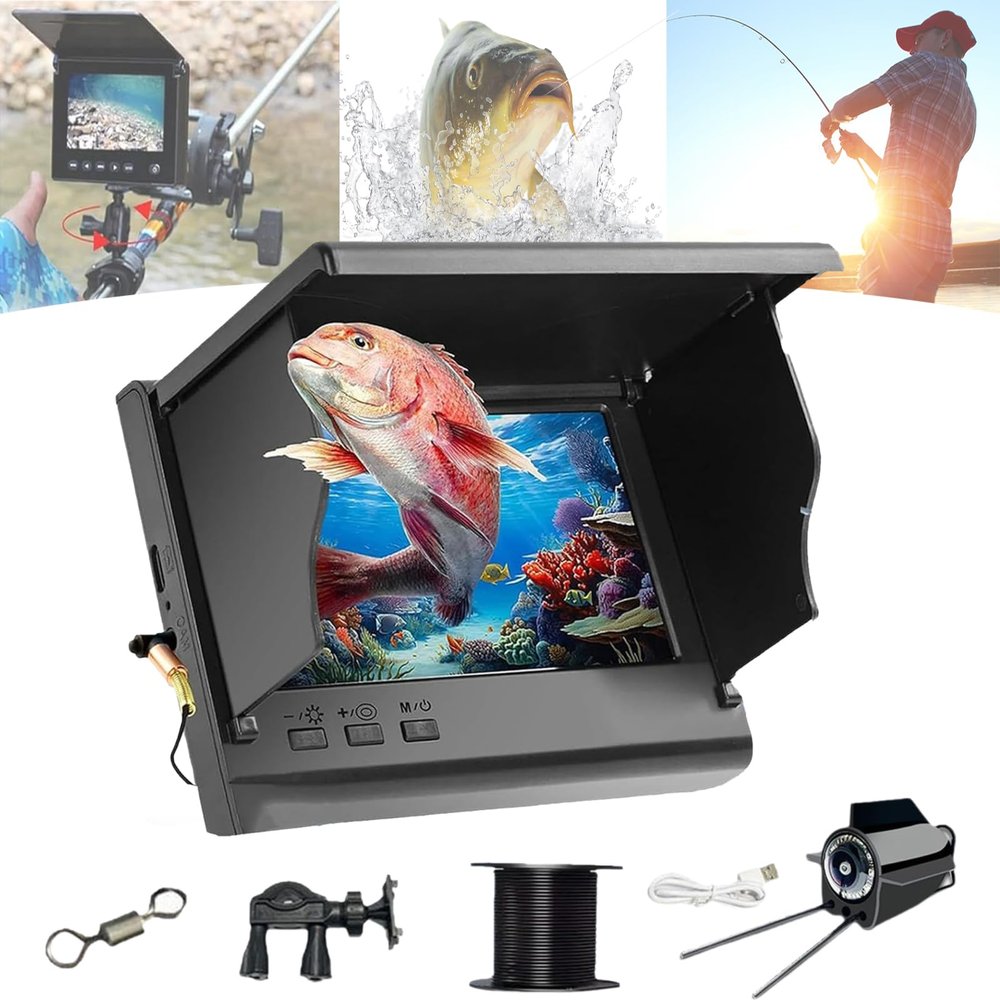 Underwater Fishing Camera, 2025 New Fishing Camera, 4.3/5inch 220 Night Vision Portable Fish Finder (20M,4.3in)