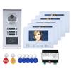 5-Unit Home Apartment Visual Intercom Doorbell System,7" LCD Screen Bus 2pin Wired Video Door Phone Kit,for Home Night Vision(1 Doorbell+5 Monitor) view 1