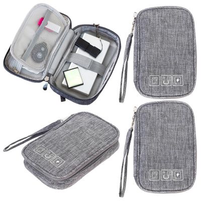 4Pcs Portable Cable Organizer Bag Small Electronic Cable Organizer Pouch Waterproof Electronics Accessories Organizers Pouch Cables Bag Travel Digital Storage Bags for Power Bank Charger Card, Grey