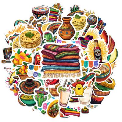 100Pcs Mexican Theme Stickers,Mexico Travel Culture Stickers Landmark Symbol Sticker for Mexican Souvenirs Lover National Day Party Gift Bottle Laptop Phone Case Decor