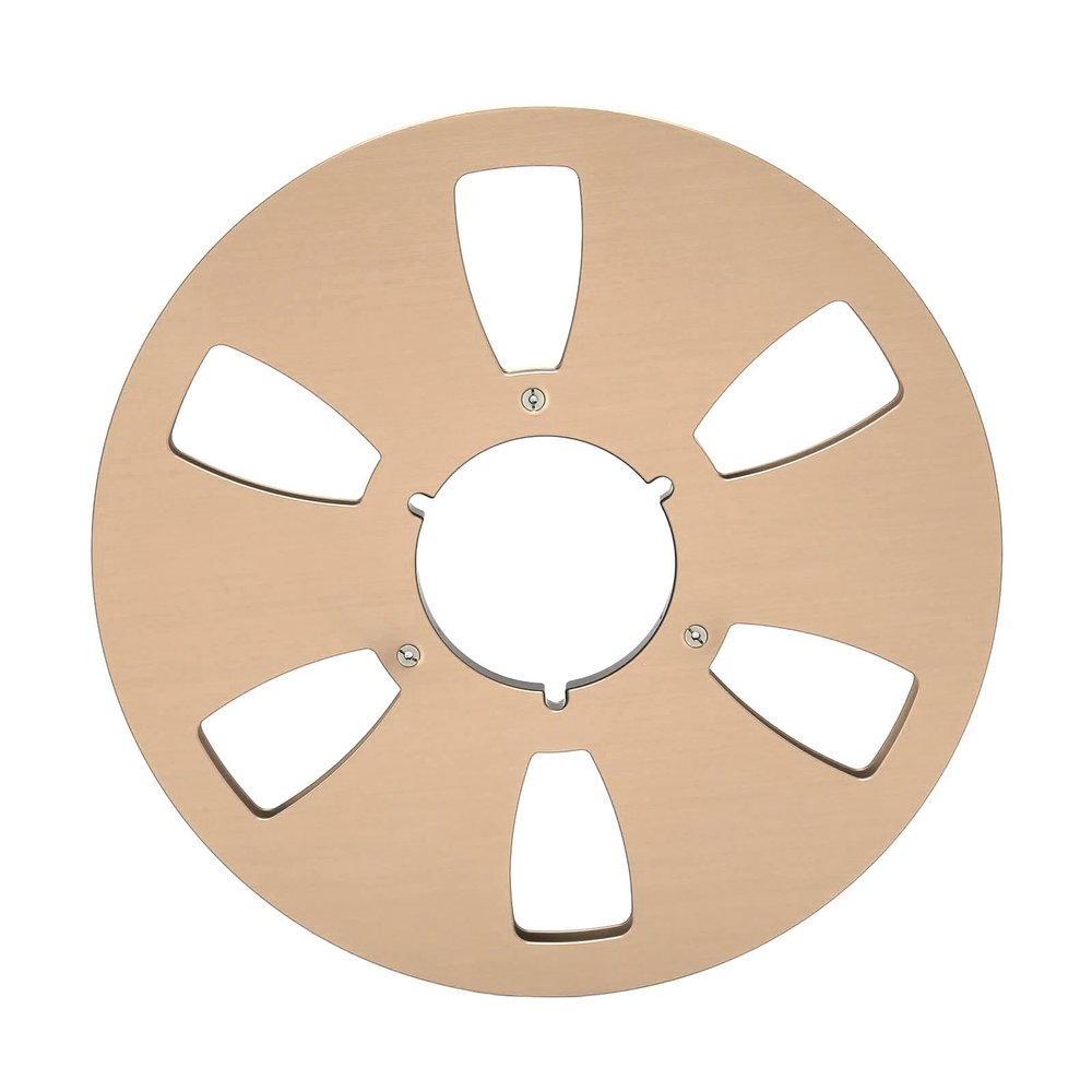 1/4 10.5 Inch Empty Takeup Reel, 6 Hole Aluminum Alloy, Universal Opening for Sound Tape Machines (Gold)