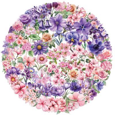 100PCS Cute Flower Transparent Stickers Pack,Aesthetic Pink and Purple Flower Decor for Laptop Gifts for Kids Teens Adults Waterproof Vinyl PET Nature Stickers for Notebook Phone Bike Party Favors