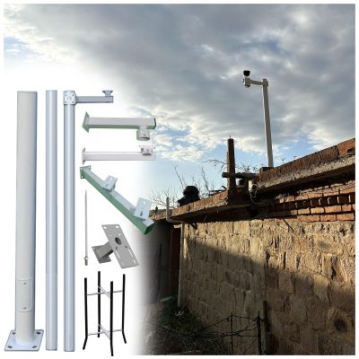 19.6' 18' 16.4' 14.8' 13' 11.4' 9.8' 8.2' Surveillance Stand Security Camera Column, Vertical Pole Universal Bracket For P-T-Z/C-C-T-V/Dome Cameras, Outdoor Lawn Ranchs Yard(H-5m/16.4ft(3 Sections))