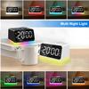 JALL Digital Alarm Clock with FM Radio for Bedroom, 8 Colors Night Light with Charging Port, Sleep Sound Machines with Timer, Dual Alarm (White with White Font) view 4