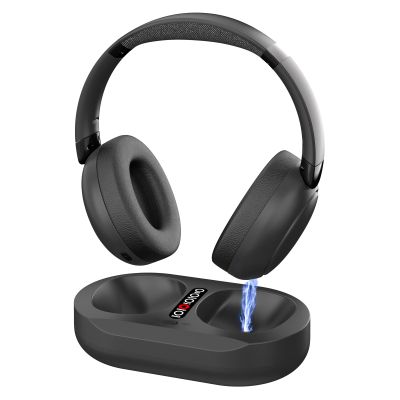 AYJBKL Wireless Headphones for TV, Bluetooth 5.3 Over-Ear Headset with Noise Cancelling, 50H Playtime, HD Stereo Sound & Charge Dock, Low Latency for Sync with Smart TV, PC, Projector