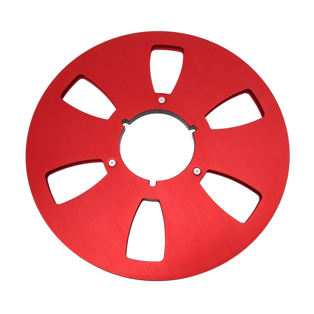 1/4 10.5 Inch Empty Takeup Reel, 6 Hole Aluminum Alloy, Universal Opening for Sound Tape Machines (Red)