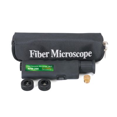 Komshine 200 Times Magnification Fiber Optic Microscope Inspection Tool KFM-200 Portable Microscope Fiber Optic Tools Lighted Pocket Size 2.5mm FC SC ST and 1.25mm LC Adapter