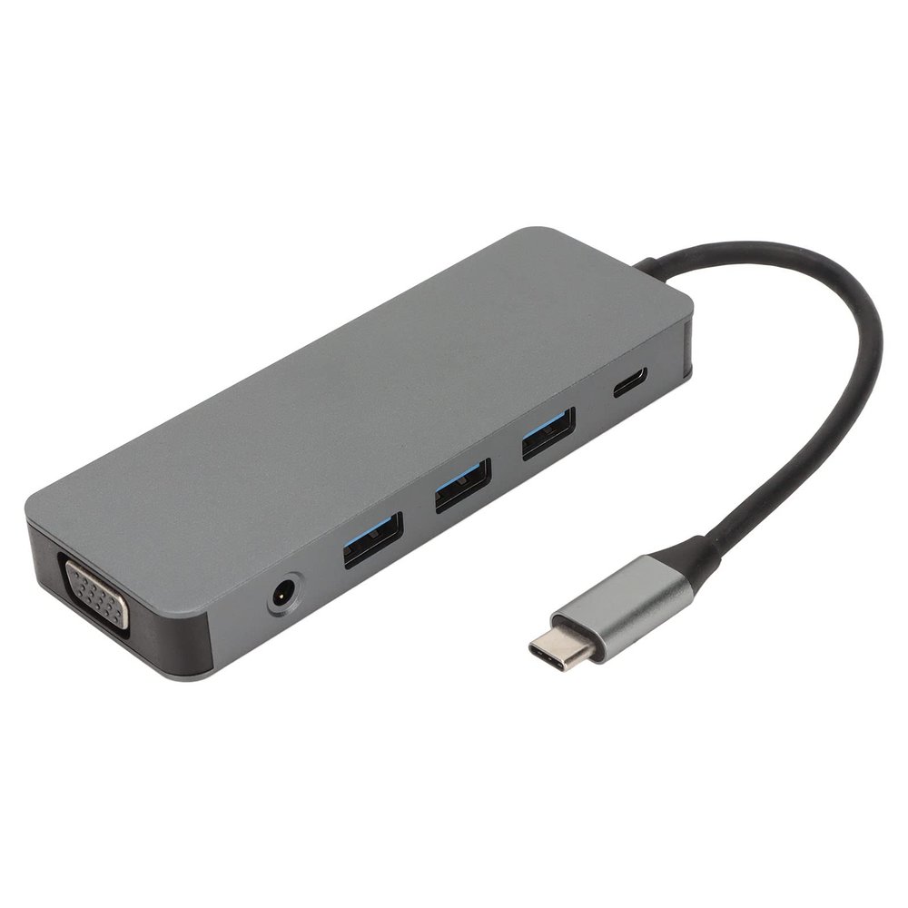 11 in 1 USB C Hub, Grey USB Splitter with 4K, VGA, Gigabit RJ45, 3 USB3.0 Ports, 100W PD Charging, Storage and Memory Card Reader, 3.5mm Audio for Laptop and Computer Acces