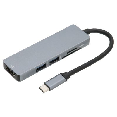 5 in 1 USB C Hub, Ultra HD 4K Output, 5Gbps High Speed Data Transfer, PD Charging, Card Reader, Aluminum Alloy Material for Efficient Heat Dissipation
