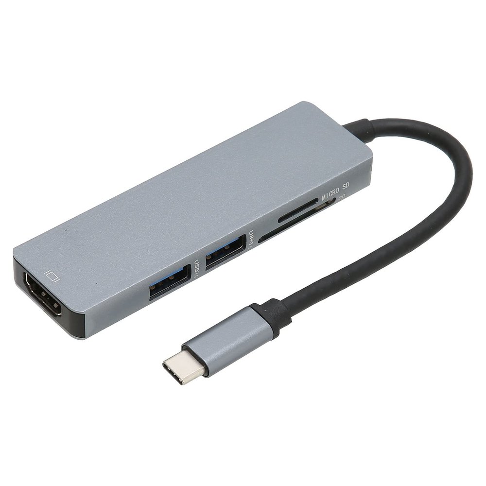 5 in 1 USB C Hub, Ultra HD 4K Output, 5Gbps High Speed Data Transfer, PD Charging, Card Reader, Aluminum Alloy Material for Efficient Heat Dissipation
