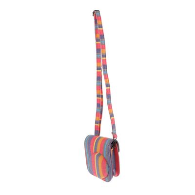 ARTIBETTER 1pc Camera Bag Striped Canvas Case for Mini Instant Cameras for Hiking Shopping and Daily Use