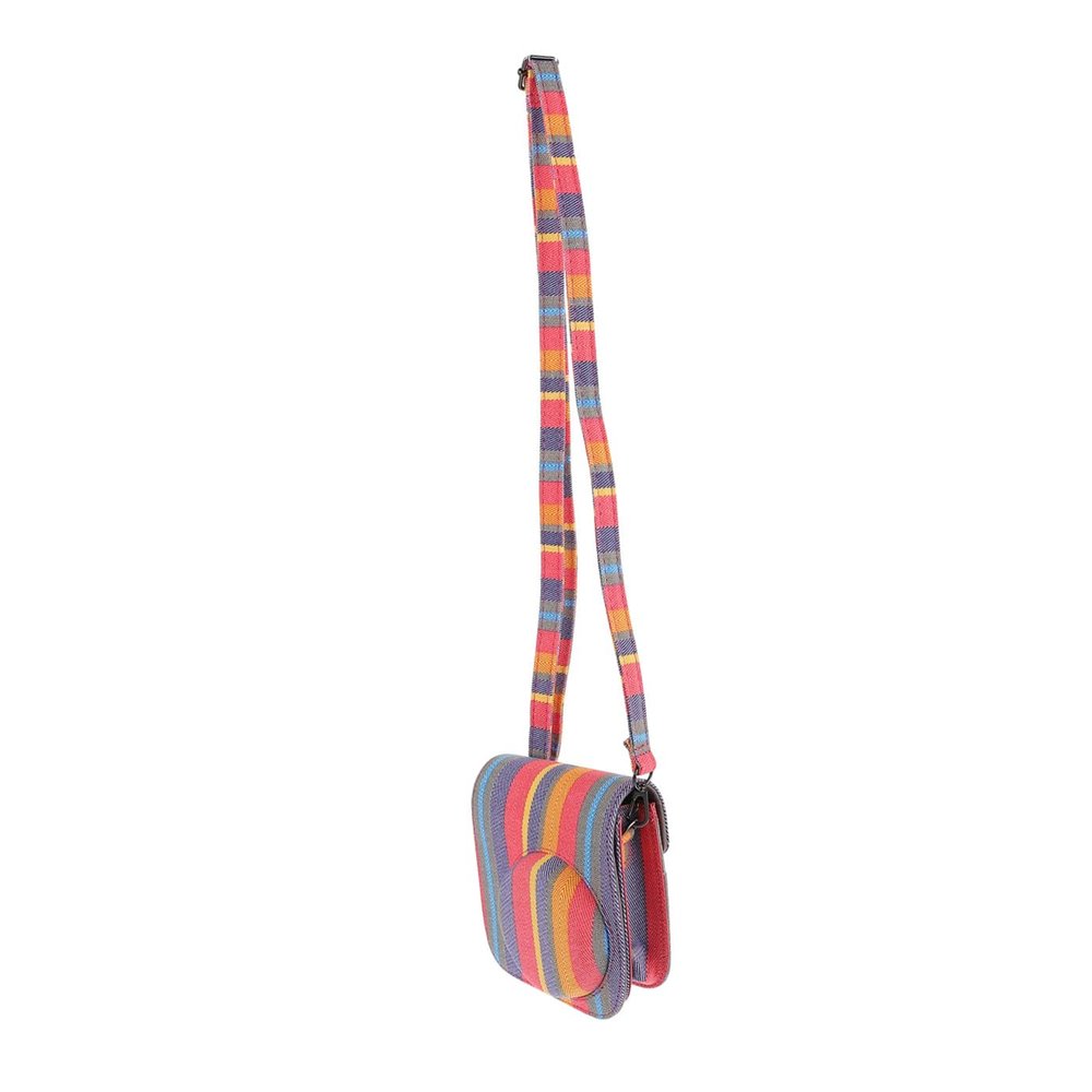 ARTIBETTER 1pc Camera Bag Striped Canvas Case for Mini Instant Cameras for Hiking Shopping and Daily Use