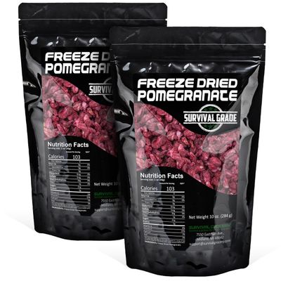 Survival Grocery Freeze Dried Pomegranate Seeds/Arils - No Sugar Added, No Preservatives, Rich in Antioxidants & Vitamin C - Ideal for Oatmeal, Smoothies, Granola or Snacking (20 oz./2 Bags)