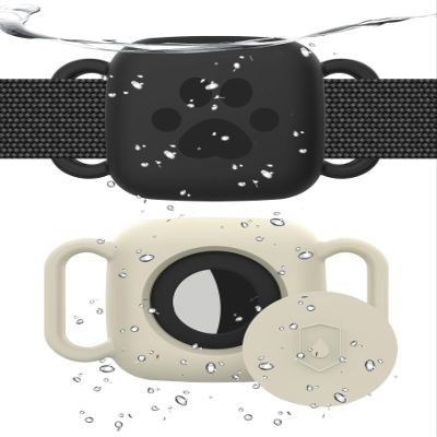 2 Pack Dog Collar Holder Compatible with Tile Mate 2022 2024 Tracker, Waterproof Anti-Scratch Finder Protective Cover for Tile Tracker, Silicone Case Accessories for Pets Dog Cat(Black Grey)