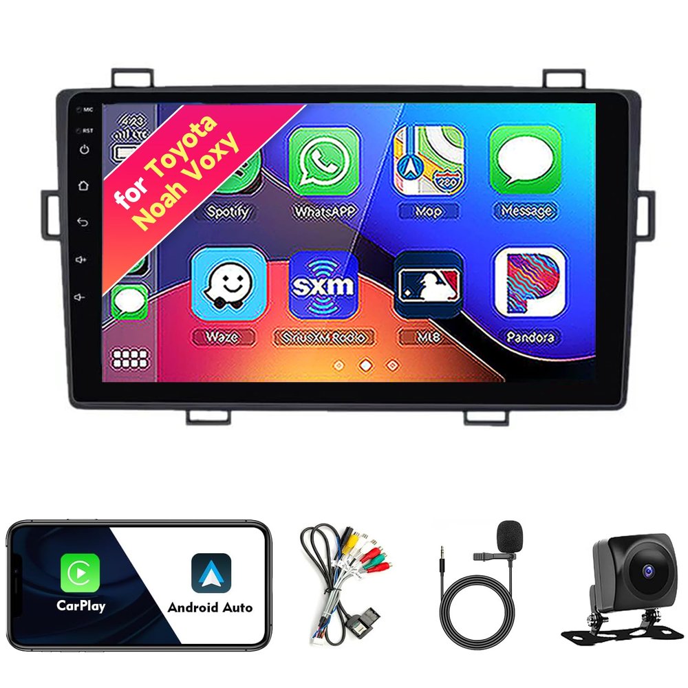 Car Radio Stereo for Toyota Noah Voxy 2007-2013, Android 13, 9" IPS Touch Screen Upgrade Dash Kit with CarPlay & Android Auto, GPS Navigation DSP SWC 5G WiFi Camera 4CORE 2+32GB