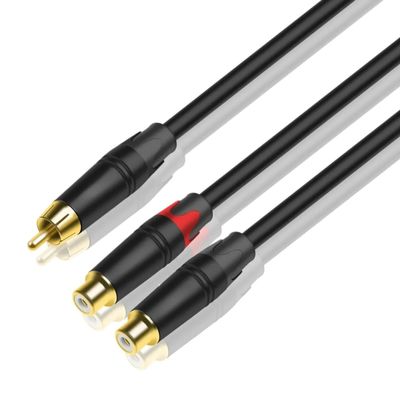 bodateng R/CA to R/CA Subwoofer Audio Cable Y-Type Adapter 1 Male(Female) to 2 Male(Female) Stereo HiFi Cable Four Modle 0.2m 0.5m 1m 2m 300cm(Male to 2-Female,2m)
