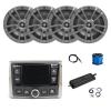 Marine Gauge Style Bluetooth AM/FM/WB Radio, 4X 6.5 180 Watt 2-Way Multi-Element Audio Speakers (Gray), Wire, Antenna, 4-Channel 1250W Amplifier w/Kit view 1