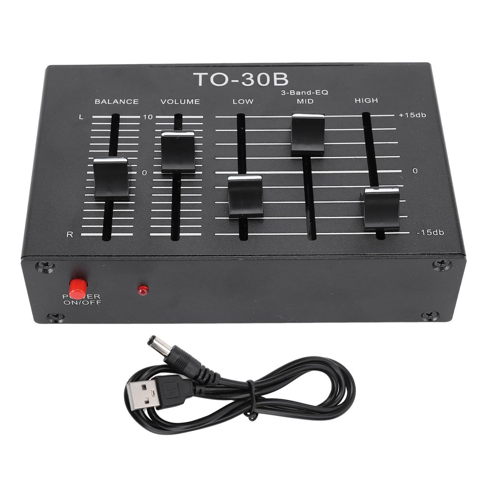 EQ Equalizer 3 Band Stereo Preamp with Volume Control and Sound Channel Balance for All Audio Devices