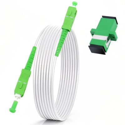 10FT SC/APC to SC/APC Fiber Optic Cable, Armored Single Mode Patch Cord for High-Speed Internet (9/125m, OS1/OS2 Compatible, LSZH White)