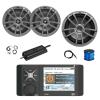 Marine Bluetooth AM/FM/WeatherBand Radio Receiver, 2X 6.5 180 Watt 2-Way Multi-Element Audio Speakers (Gray), Wire, Antenna, 10" Subwoofer, 4-Channel 450W Amplifier w/Kit view 1