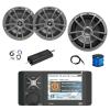 Marine Bluetooth AM/FM/WeatherBand Radio Receiver, 2X 6.5 180 Watt 2-Way Multi-Element Audio Speakers (Gray), Wire, Antenna, 10" Subwoofer, 2-Channel 750W Amplifier w/Kit view 1