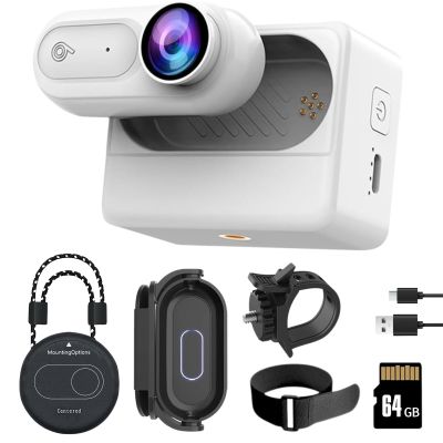 SHPTDJTIC 1080P Body Camera with 2500mAh Charging Case, 180 Rotatable Clip & Magnetic Lanyard, IPX7 Waterproof Body Cam, Magnetic Body Camera Recording for Pet,Security,Travel(White64G)