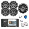 Marine Bluetooth AM/FM/WeatherBand Radio Receiver, 4X 6.5 180 Watt 2-Way Multi-Element Audio Speakers (Gray), Wire, Antenna, 10" Subwoofer, 4-Channel Amplifier w/Kit view 1