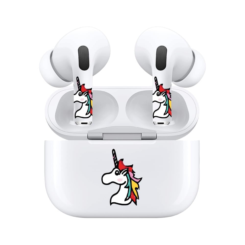 AirSkins Unicorn Sticker for Headphone - Compatible with AirPods 3, Cool Headphone Stickers, Cool Stickers for Tech, Silly Decals for Headphones
