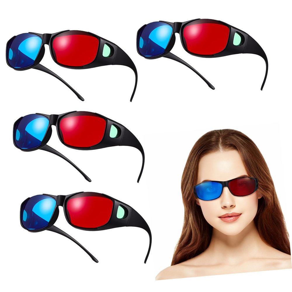 Homoyoyo 5 Pcs Red and 3D Glasses 3 for Viewing and Red Glasses Red and 3D Movies Glasses Red Cyan Polarization 3D Movie Viewing Glasses 3D Eyeglasses 3 Red Plastic
