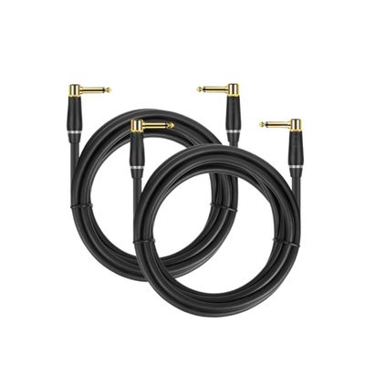 6.5mm Instrument Cable 1/4 Inch Right Angle to Right Angle Electric Guitar Bass Audio Cord for Keyboard Mixer Ect(Pack of 2,3m)