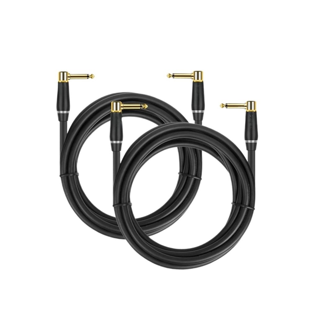 6.5mm Instrument Cable 1/4 Inch Right Angle to Right Angle Electric Guitar Bass Audio Cord for Keyboard Mixer Ect(Pack of 2,3m)