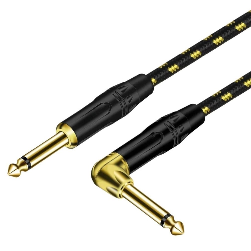 Ja-ck 6.35 mm Mono Cable Gold Plated Guitar Cable Male to Male Cotton Braided Instrument Cable for Guitar Bass Keyboard(6.35mm ST-ST,1m)