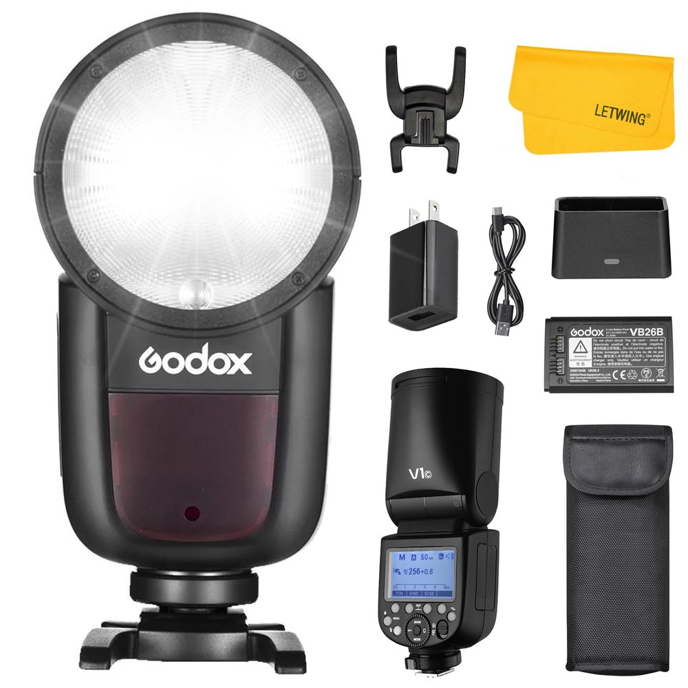 GODOX V1-C Flash for Canon, 76Ws 2.4G TTL 1/8000s HSS Speedlite for Canon