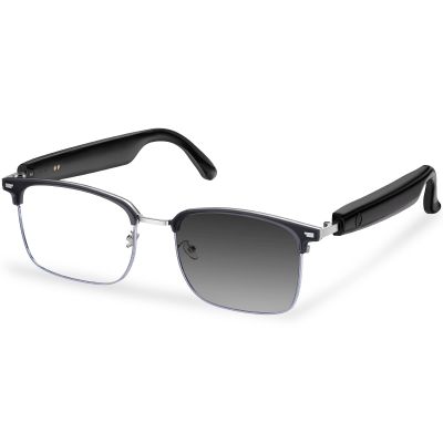 BUDAOLIU Smart Glasses, Blue Light Blocking Bluetooth Glasses with Open Ear Speaker, Photochromic Sunglasses Lens, Voice Assistant Compatible for Android iPhone