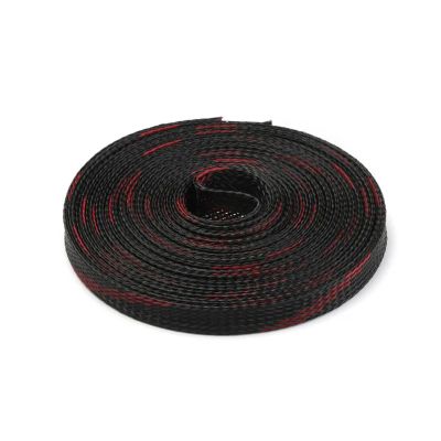 DJJSDMY Cable Sleeves 20/50 PET Expandable Braided Cable Sleeve Wire Protecting Insulation Sheathing Cable Protective Sleeve(Black Red,15MM_20M)