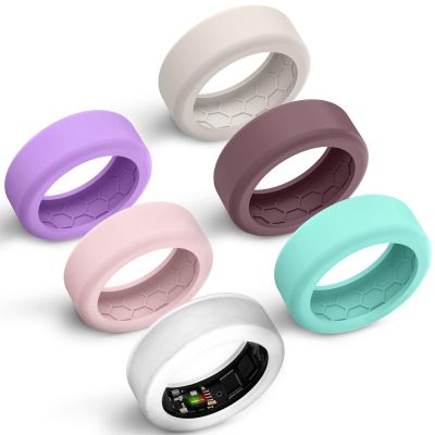 Hexasider 6 Pack Smart Ring Cover Fits 7mm and 8mm Ring Smart, Anti-Scratch Silicone Case for Working Out Gym Smart Rings Protector for Women Men (S+8mm)