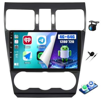 4+64G Android 13 Car Radio Stereo for Subaru Forester WRX Impreza 2015-2018, 9'' HD 1280 * 720 Touchscreen Wireless CarPlay Android Auto Bluetooth Mirror Link GPS Navi,WiFi,32EQ,SWC+Camera&Mic