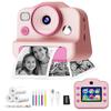 Instant Print Camera for Kids, Front Rear Dual Selfie Kids Camera with 1080P Videos, Christmas Birthday Gifts for Kids Ages 3-12, Toddler Digital Camera Toy for 4 5 6 7 8 Year Old Girls (Pink) view 1