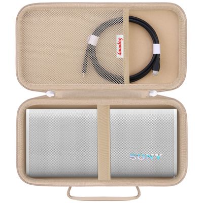 Supmay Hard Carrying Case for Sony ULT Field 3 Wireless Portable Bluetooth Speaker, Wireless Portable Speaker Protection Case with Mesh Pocket for Shoulder Strap, Charging Cables, Champagne Gold