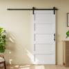 32 x 84 in 5 Panel Manufactured Wood Barn Door with Installation Hardware Kit view 2
