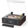CD Player with Built-in Speakers Bluetooth Retro Portable CD Players for Home Music Player with Remote Control Headphone Jack Walnut Brown view 1