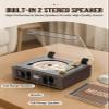 CD Player with Built-in Speakers Bluetooth Retro Portable CD Players for Home Music Player with Remote Control Headphone Jack Walnut Brown view 2
