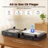 CD Player with Built-in Speakers Bluetooth Retro Portable CD Players for Home Music Player with Remote Control Headphone Jack Walnut Brown view 4