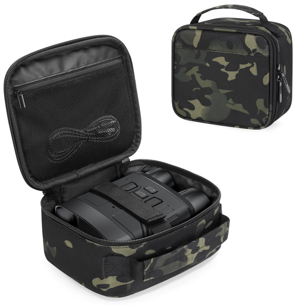CURMIO Night Vision Goggles Carrying Case, Storage Bag for Tactical Night Vision Binoculars, SD Card and Data Cables, Camo (Bag Only)