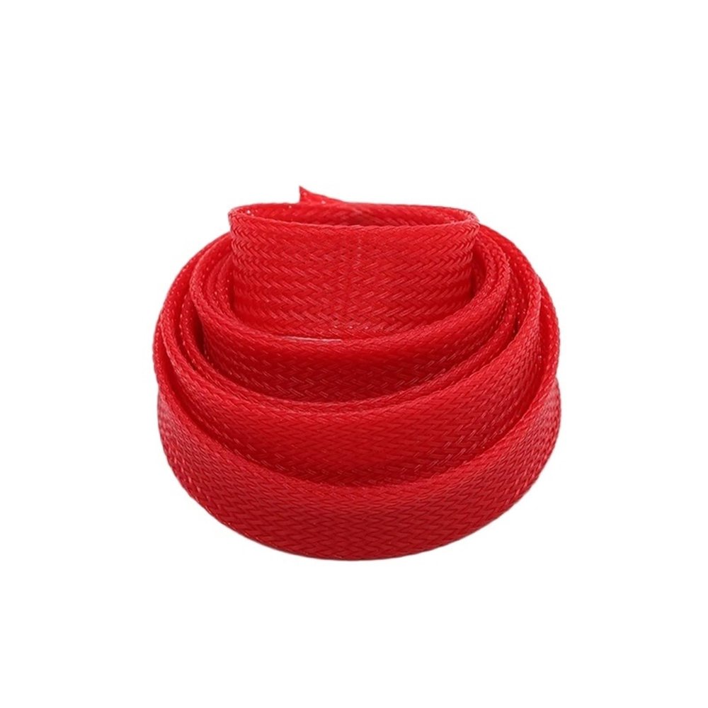 DJJSDMY Cable Sleeves Insulated Expandable Braided Sleeving Tight Wire Gland High Density Protection Cable Sleeve(Red,14MM_3.0 Meters)