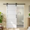 28 x 84 in 5 Panel Manufactured Wood Barn Door with Installation Hardware Kit view 1