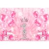 Baocicco 15x10ft Happy 1st Birthday Photography Background for Princess Girls First Party Supplies Pink Shinny Balloons Diamond Crown Banner Backdrop for First Birthday Party Decorations Photo Props view 1
