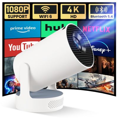 Mini Projector with WiFi and Bluetooth, 4K 1080P Support Portable Projector with Speaker, 110'' Big Screen Projection, Auto Keystone, 180 Rotatable Smart Projector for Phone/TV Stick/Laptop