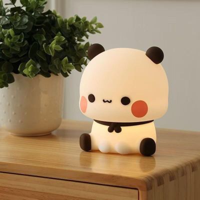 Cute Silicone Panda Night Light, Rechargeable Night Light, Controlled Brightness Portable Night Lamp for Rooms College Dorm, Funny Gifts, Study Room, Children's Room, Bedside Reading (White)