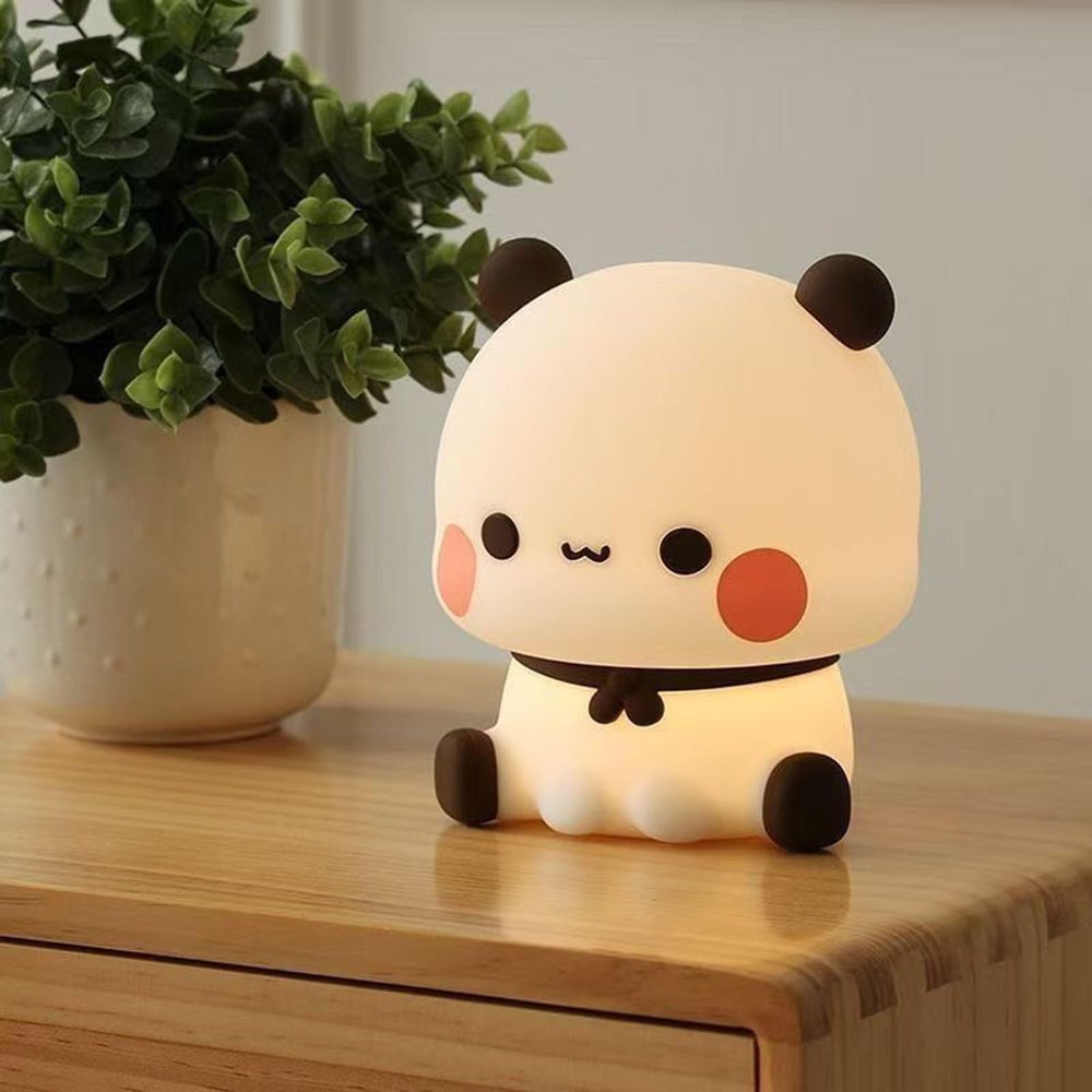 Cute Silicone Panda Night Light, Rechargeable Night Light, Controlled Brightness Portable Night Lamp for Rooms College Dorm, Funny Gifts, Study Room, Children's Room, Bedside Reading (White)